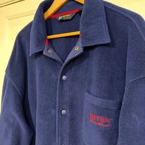 Vintage Eddie Bauer EBTEK Polartec Fleece Snap Shirt Jacket Blue Mens XL Relaxed